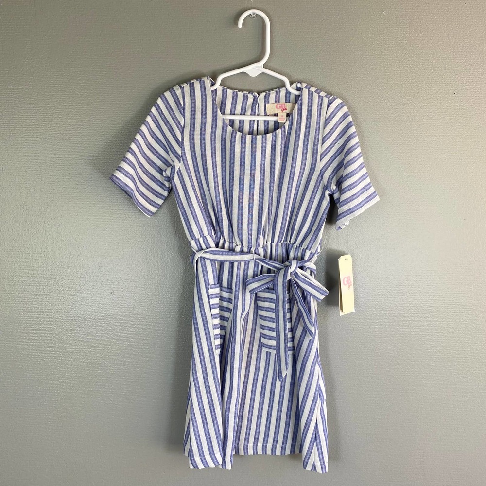 Gianni Bini Girl's Striped Linen Pocket Dress Size 4